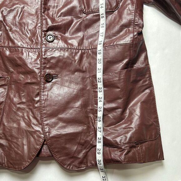 JB Leaders Corp Men's Leather Jacket Size 48 Maroon Lined Pockets Vintage - Picture 6 of 9